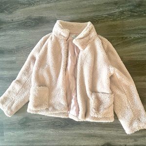 WOMENS SHE +SKY PINK FUR COAT